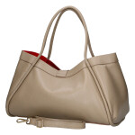 Luxusní kožená kabelka do ruky Valentina, tmavě béžová