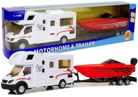 Mamido Autíčko karavan se člunem 1:48 červené