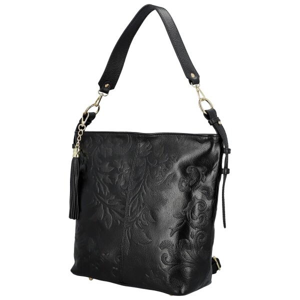 Módní dámská kožená kabelka na rameno Selin, černá