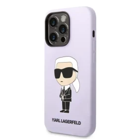 Pouzdro Karl Lagerfeld Liquid Silicone Ikonik NFT iPhone 14 Pro Max fialové