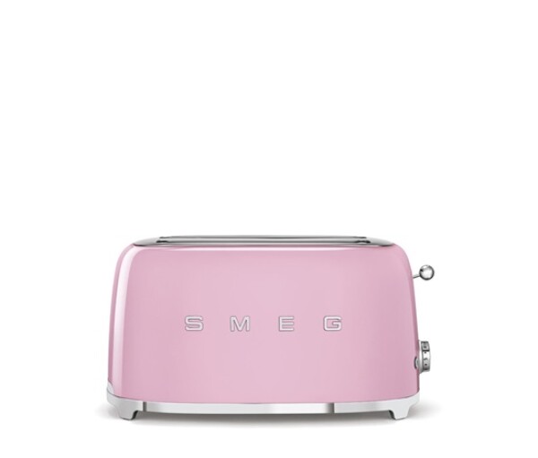 Smeg TSF02PKEU, toustovač / topinkovač, 4 toasty, 6 úrovní opékání, zásuvka na drobky, styl. 50. let, růžový