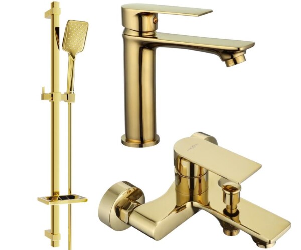MEXEN - Mexen Royo DQ62 Set umyvadlové a vanové baterie s příslušenstvím zlata 72203DQ62-50