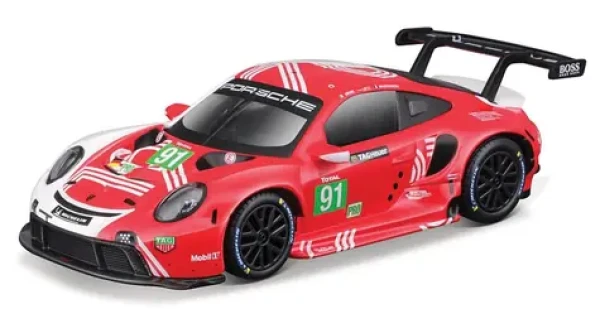 Bburago RACE Porsche 911 RSR v dekorativním boxu červená