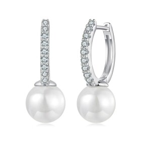 Stříbrné náušnice s perlou Paloma MOISSANITE + CERTIFIKÁT, Bílá certifikát GRA, hadřík na čištění stříbra, dárková krabička