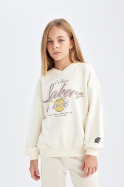 DEFACTO Girls NBA Los Angeles Lakers Oversize Fit Crew Neck Sweatshirt