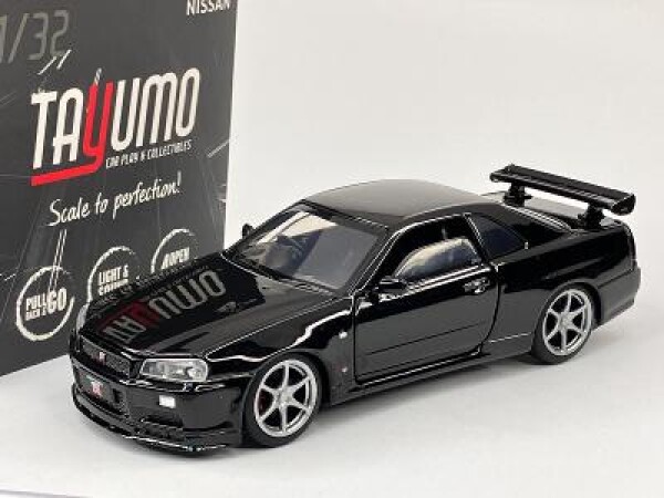 Nissan GT-R34 V-Spec II black otevírací dveře kapoty svítí 1/32 Tayumo