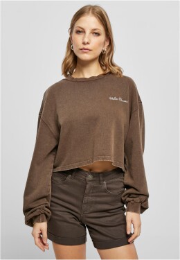 Dámská Cropped Small Embroidery Terry Crewneck brown