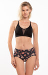 Kalhotky Lama Laser Cut L-POL 5027 MD-N Midi S-2XL black-flowers XXL