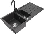 MEXEN - Andres granitový dřez s odkapávačem včetně baterie Telma, černá nakrapiany 6515-76-670200-70