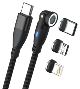RealPower Magnetic 100W černá / Magnetický nabíjecí kabel USB-C / 100 W PD / 1 m / adaptéry Lightning, micro-USB (439615)