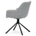 Židle jídelní, šedá látka, otočný mechanismus 90°/90° (L/P), černý kov