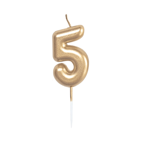 Svíčka dortová zlatá 5 cm číslo 5 - Albi