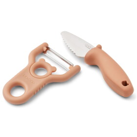 LIEWOOD Dětský nožík a škrabka Tuscany Rose – set 2 ks, růžová barva, kov, plast