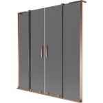 MEXEN/S - Velar L Duo dvoukřídlá posuvná vanová zástěna 140 x 150, grafit, růžové zlato 896-140-003-42-60
