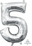 Amscan Balónek foliový narozeniny číslo 5 stříbrný 35 cm Amscan Balónek foliový narozeniny číslo 5 stříbrný 35 cm