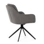 Židle jídelní, 180° otočný mechanismus, lanýžová voděodolná látka, černý kov