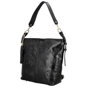 Módní dámská kožená kabelka na rameno Selin, černá