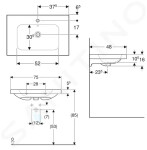 GEBERIT - iCon Umyvadlo 750x480x160 mm, s přepadem, s otvorem pro baterii, KeraTect, bílá 501.839.00.2