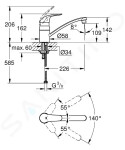 GROHE - Euroeco Páková dřezová baterie, chrom 32750000