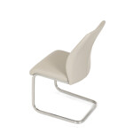 Židle jídelní, krémová ekokůže, pohupová podnož broušený nerez