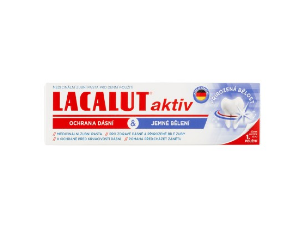 Lacalut Aktiv Zubní pasta Ochrana dásní & jemné bělení 75 ml