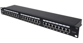 Intellinet Patch panel 24 portů Cat6a FTP černý / Patch panel / 24x RJ-45 / 1U / stíněný (720861)