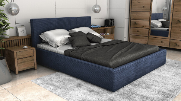 FRONTI Postel LINCOLN 120x200 tmavěmodrá s úložným prostorem - manšestr - LINCOLN 77