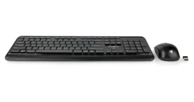 Nedis Bezdrátová sada klávesnice a myši US layout / Sada klávesnice a myši / USB přijímač / 800-1600 DPI (KBMCW100BKUS)
