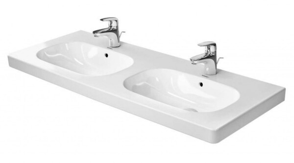 DURAVIT - D-Code Dvojumyvadlo nábytkové 120x49 cm, s přepadem, s otvorem pro baterii, bílá 03481200002