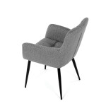 Židle jídelní, světle šedá látka, černý kov