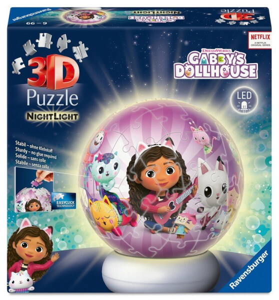 3D Puzzle-Ball: Gabby’s Dollhouse (Noční edice) 72 dílků