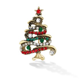 Vánoční brož se zirkony Christmas Tree 5 - vánoční stromeček, Barevná/více barev