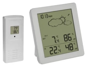TFA 35.1168.02 CLEAR bílá / Meteostanice / s předpovědí počasí / dosah 100 m / rozšiřitelná až 3 čidla