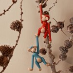 Kay Bojesen Denmark Dřevěná opička Monkey Mini Vintage Red 9,5 cm, červená barva, dřevo