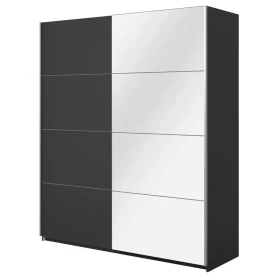 Skříň 180 cm Beta 56 černá/zrcadlo