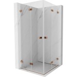 MEXEN/S - Lunar-F Duo sprchový kout skládací dveře 95 x 95, transparent, růžové zlato 836-095L-095P-60-00
