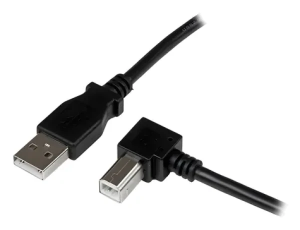 StarTech USB-A - USB-B černá / Kabel / Úhlový konektor / USB 2.0 / 480 Mbps / 2 m (USBAB2MR)
