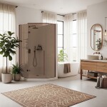 REA/S - Sprchový kout DIAMOND 90x90 COPPER BRUSH + sprchová vanička Diamond, černá KPL-K7966