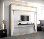Šatní skříň Abi Mo s nástavcem Barva korpusu: Dub Sonoma, Rozměry: 150 cm, Dveře: Černá
