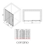 CERANO - Sprchové posuvné dveře Lantono - levá - 8 mm - Soft-Close - chrom, mléčné sklo - 170x195 CER-661999