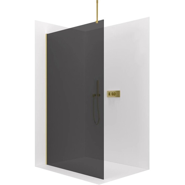 CERANO Sprchová zástěna Walk-in Onyx Top Round L/P - 8 mm - kulatá vzpěra - zlatá, grafitové sklo - 150x200 cm