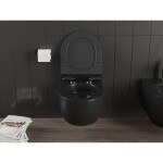 MEXEN/S - Carmen Závěsná WC mísa Rimless Tornado včetně sedátka s slow slim, duroplast, černá mat 30880185T