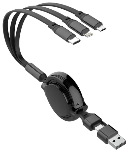 2GO 5v1 černá / Nabíjecí kabel / USB-A USB-C / Micro-USB Lightning USB-C / 20-100 cm (797505)