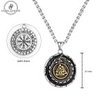 Pánský náhrdelník VALKNUT a JORMUNGANDR - oboustranný přívěsek, Zlatá 60 cm