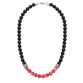 Pánský náhrdelník Sebastien - 8 mm červený jaspis, onyx, Červená 50 cm
