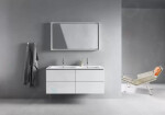 DURAVIT - ME by Starck Dvojumyvadlo nábytkové 1300x490 mm, s přepadem, 2 otvory pro baterie, WonderGliss, bílá 23361300001