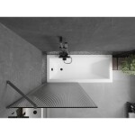 MEXEN/S - Next vanová zástěna FIX 80 x 150, proužky, grafit metal 895-080-000-00-09-95