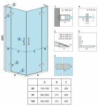 REA/S - Sprchová kabina Hugo Double Black 80x100 KPL-45233