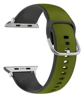 Beline Silico Leather zeleno-černá / Řemínek / Silikon/eko-kůže / Pro Apple Watch 1-9/SE/SE2 / 42/44/45/49 mm