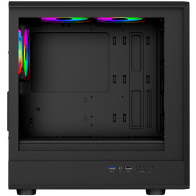EVOLVEO Panthera, skříň mATX, 3x ARGB ventilátor 120mm, dřevěný přední panel + skleněná bočnice